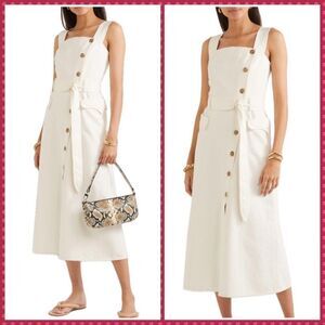 Nanushka Women's White Denim‎ 100% Cotton Moun Midi Dress XL